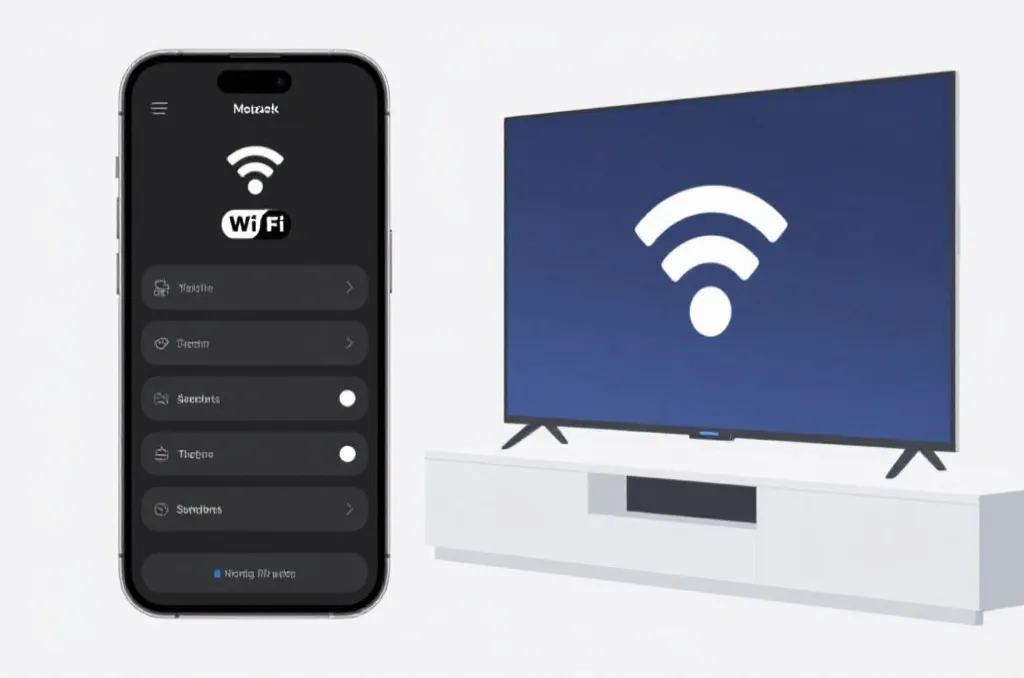 手机与电视连接同一Wi-Fi网络排查示意图